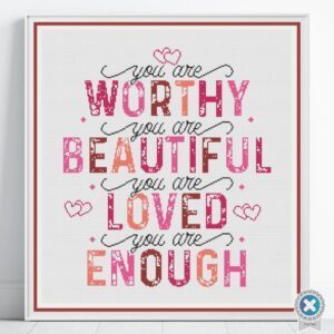 Positive Affirmations Cross Stitch Pattern, Motivational Quotes, Valentines Day, PDF Instant Download, Pattern Keeper & tablet file included