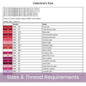 Valentine’s Kiss Cross Stitch Pattern, Red Lips PDF, Romantic Embroidery, Valentine Decor, Love Theme, Valentine Gift Idea, Digital Pattern