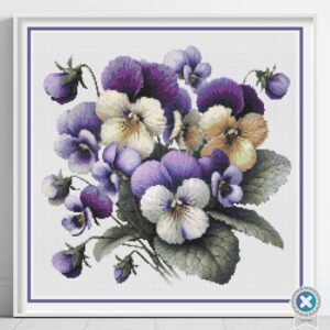 Purple Pansies Cross Stitch Pattern