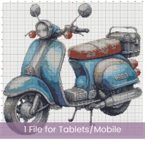 Vintage Scooter Cross Stitch Pattern