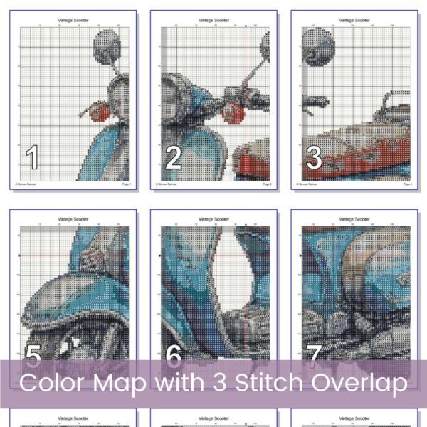 Vintage Scooter Cross Stitch Pattern