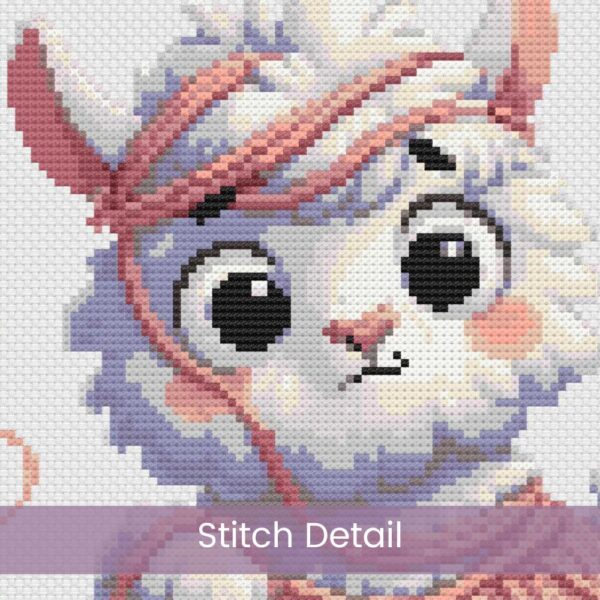 Alpaca Tangled in Yarn Cross Stitch Pattern