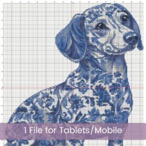 Delft Dachshund Cross Stitch Pattern