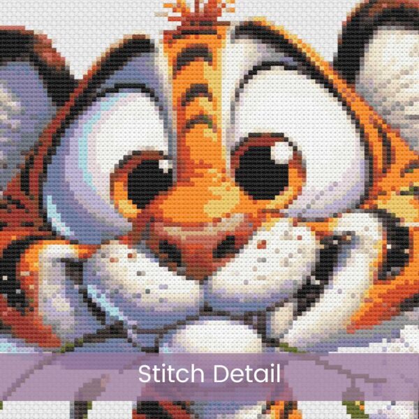 Funny Tiger with Daisy Cross Stitch Pattern, Whimsical Animal Design, Funny Tiger Art, Beginner Stitch Pattern, Nursery Decor, PDF Download