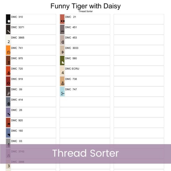 Funny Tiger with Daisy Cross Stitch Pattern, Whimsical Animal Design, Funny Tiger Art, Beginner Stitch Pattern, Nursery Decor, PDF Download