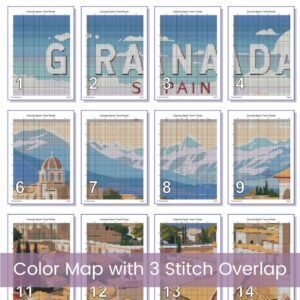 Granada Spain Retro Travel Poster Cross Stitch Pattern