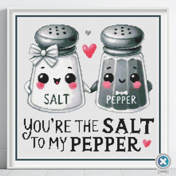 Salt & Pepper Cross Stitch Pattern, Valentine’s Day Design, Valentine’s Cross Stitch, Cute Romantic Stitch, Cute Kitchen Art, Valentine Gift