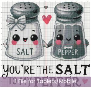 Salt & Pepper Cross Stitch Pattern, Valentine’s Day Design, Valentine’s Cross Stitch, Cute Romantic Stitch, Cute Kitchen Art, Valentine Gift