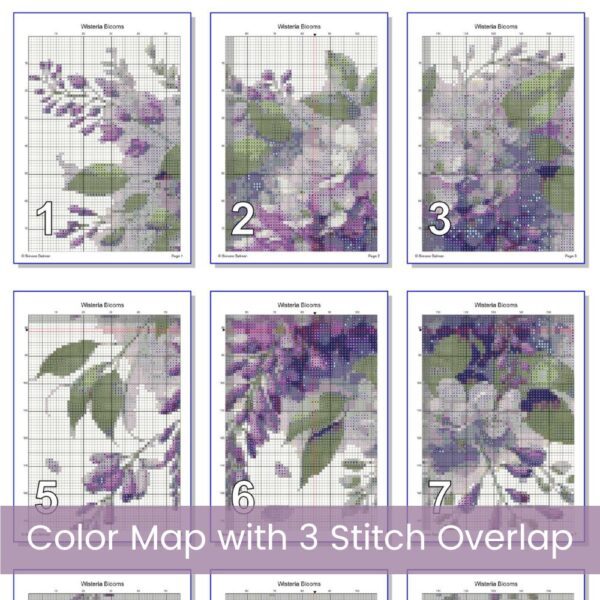 Wisteria Blooms cross stitch, Botanical Watercolor Floral Embroidery Flowers, Purple Garden Cross Stitch, Handmade Romantic Home Decor Art