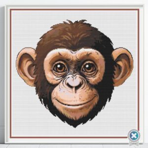 Chimpanzee Cross stitch, Monkey Wildlife Embroidery Pattern, Jungle Decor, Handmade Nursery Art, Beginner-Friendly Digital Monkey Pattern