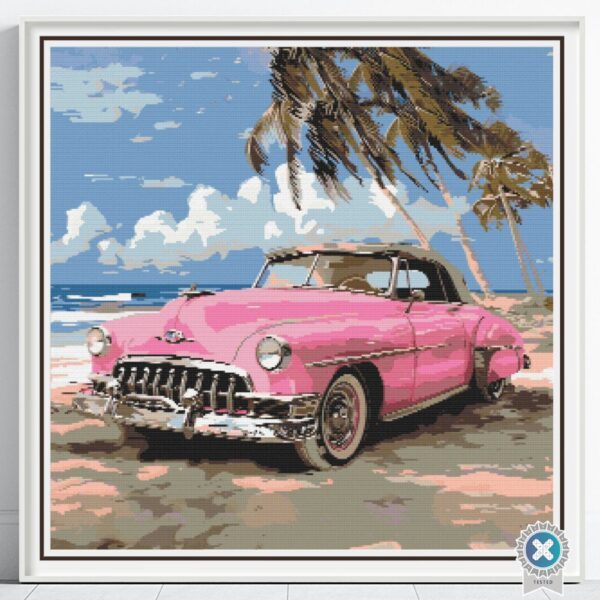 Pink Car Cross Stitch Pattern