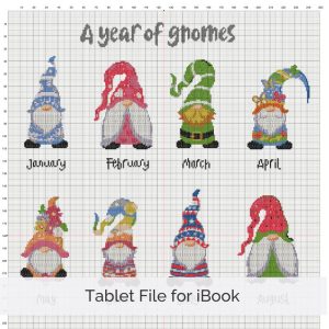A Year of Gnomes Cross Stitch Pattern, Seasonal Gnome Sampler, Instant PDF Download, Floss Conversions
