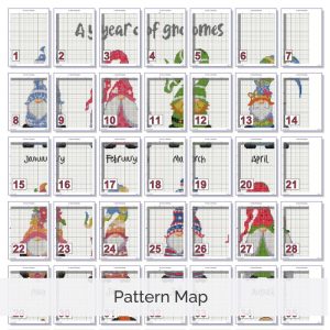 A Year of Gnomes Cross Stitch Pattern, Seasonal Gnome Sampler, Instant PDF Download, Floss Conversions