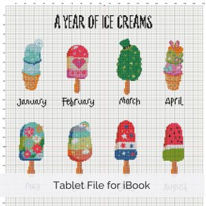 A Year of Ice Cream Cross Stitch Pattern, Seasonal Treats Sampler, Instant Download, Floss Conversions