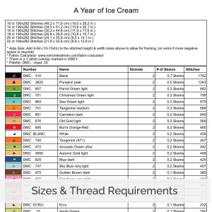 A Year of Ice Cream Cross Stitch Pattern, Seasonal Treats Sampler, Instant Download, Floss Conversions