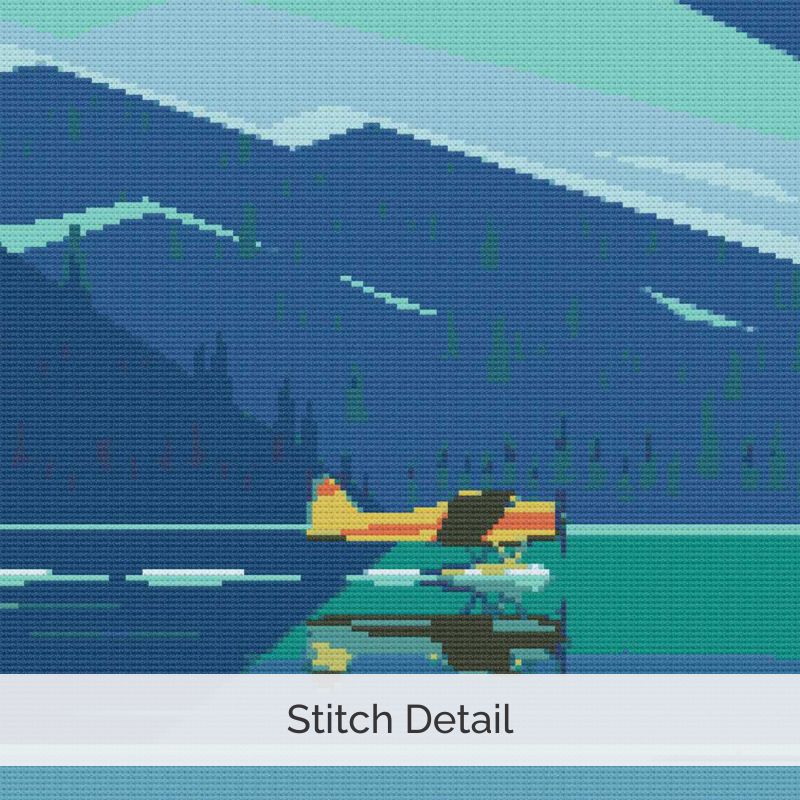 Alaska Travel Poster Cross Stitch Pattern, Retro Vintage Decor, Places Embroidery Art, Floss Conversions