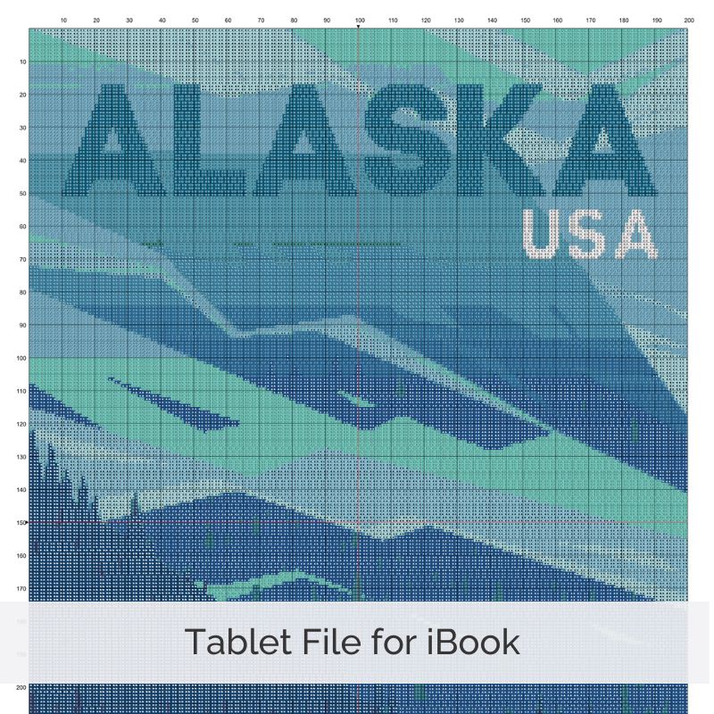 Alaska Travel Poster Cross Stitch Pattern, Retro Vintage Decor, Places Embroidery Art, Floss Conversions