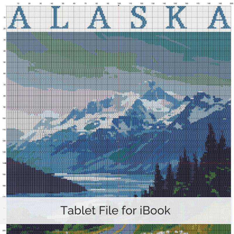 Alaska Travel Poster Cross Stitch Pattern, Retro Vintage Inspired Decor, Places PDF, Floss Conversions