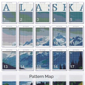 Alaska Travel Poster Cross Stitch Pattern, Retro Vintage Inspired Decor, Places PDF, Floss Conversions