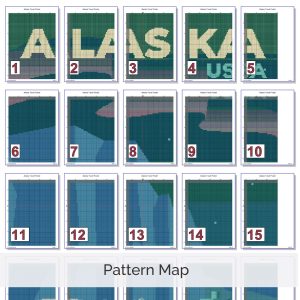 Alaska Travel Poster Cross Stitch Pattern, Retro Vintage Decor, Beginner, Instant Download, Floss Conversions