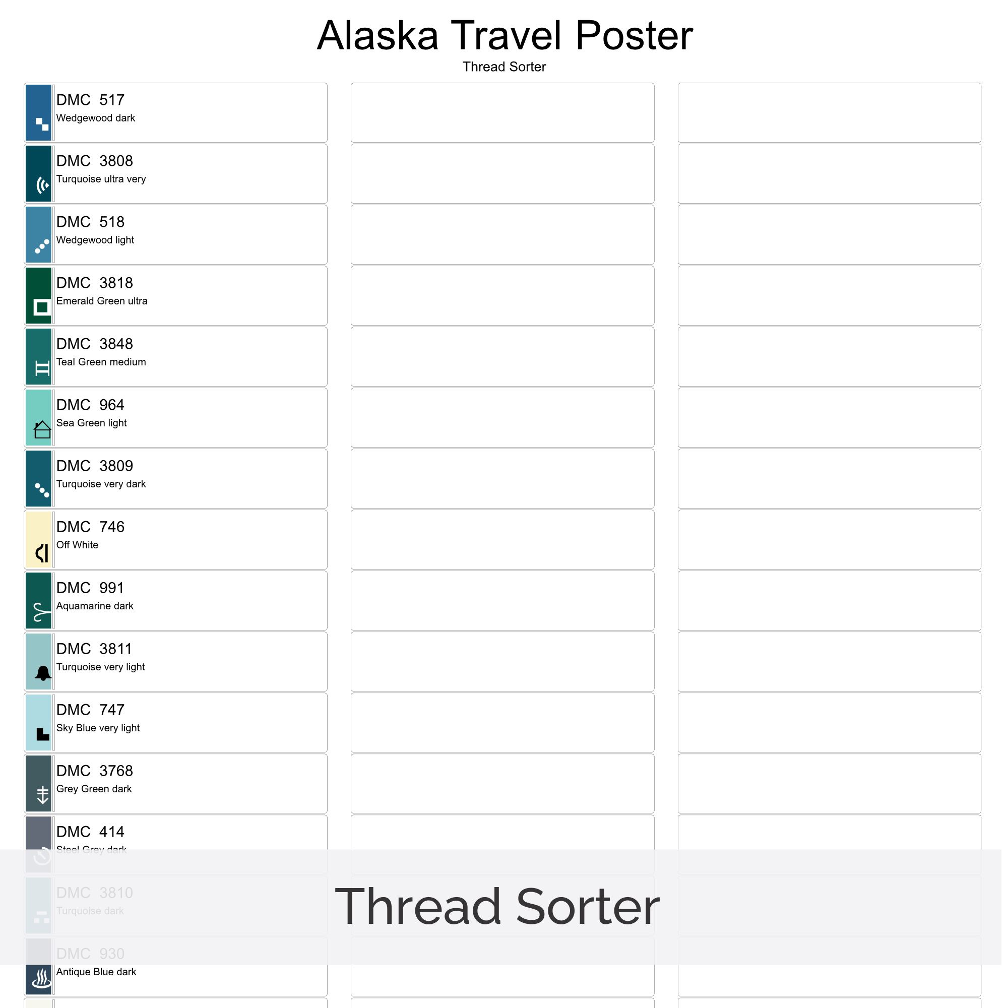 Alaska Travel Poster Cross Stitch Pattern, Retro Vintage Decor, Beginner, Instant Download, Floss Conversions