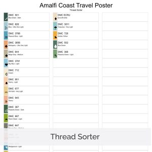 Amalfi Coast Poster Cross Stitch Pattern, Italy Retro Inspired Travel Art, Digital , Floss Conversions