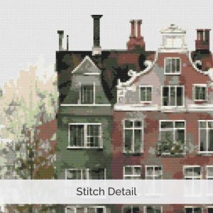 Amsterdam Canal House Cross Stitch Pattern, Dutch Architecture Art, Beginner Holland Watercolor Embroidery