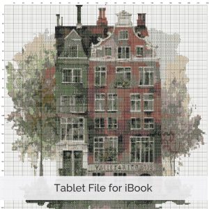 Amsterdam Canal House Cross Stitch Pattern, Dutch Architecture Art, Beginner Holland Watercolor Embroidery