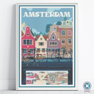 Amsterdam Travel Poster Cross Stitch Pattern