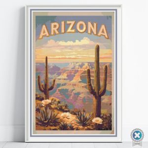 Arizona Travel Poster Cross Stitch Pattern, Vintage Retro Grand Canyon Embroidery PDF, Floss Conversions