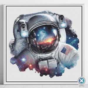 Astronaut Cross Stitch Pattern, Space Exploration Embroidery PDF, Instant Download, Floss Conversions