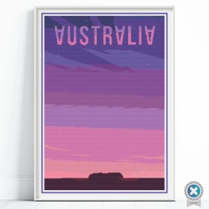 Uluru Australia Cross Stitch Pattern PDF, Ayers Rock Travel Poster, Australia Landmark Embroidery, Instant Download