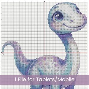Baby Brontosaurus Cross Stitch Pattern