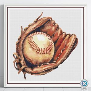 Baseball Cross Stitch Pattern, Softball Art, Sport Embroidery Decor, PDF Download, Floss Conversion Chart