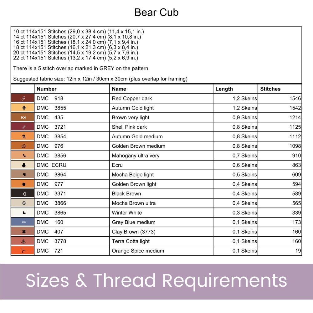 Baby Bear Cub Cross Stitch Pattern
