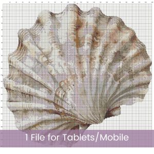 Boho Seashell Counted Cross Stitch Pattern, Neutral Ocean Embroidery, Coastal Sealife, Floss Conversions
