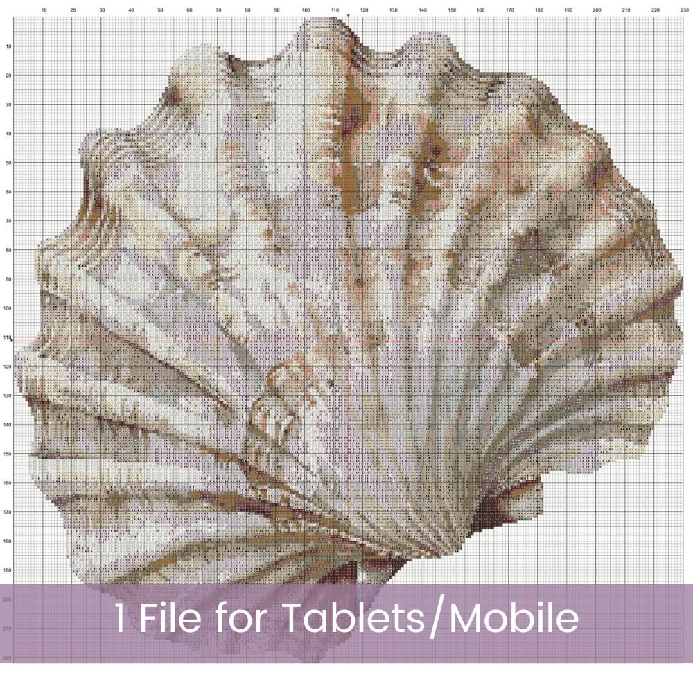 Boho Seashell Counted Cross Stitch Pattern, Neutral Ocean Embroidery, Coastal Sealife, Floss Conversions