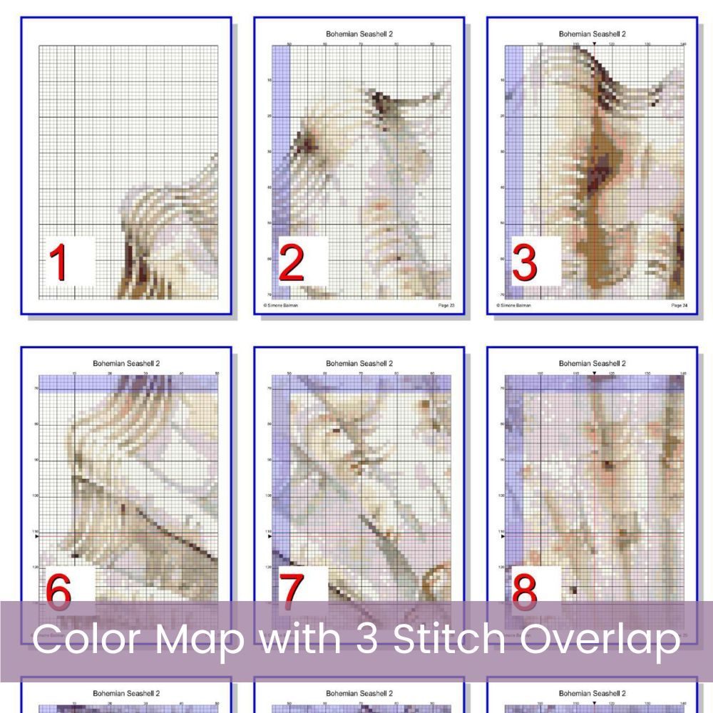 Boho Seashell Counted Cross Stitch Pattern, Neutral Ocean Embroidery, Coastal Sealife, Floss Conversions