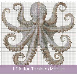 Boho Octopus Counted Cross Stitch Pattern, Neutral Ocean Embroidery, Coastal Sea Life, Floss Conversions