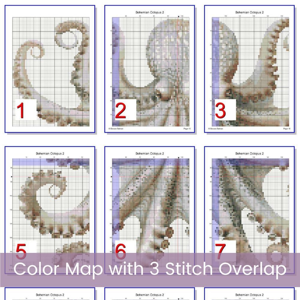 Boho Octopus Counted Cross Stitch Pattern, Neutral Ocean Embroidery, Coastal Sea Life, Floss Conversions