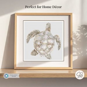 Boho Sea Turtle Counted Cross Stitch Pattern, Neutral Ocean Embroidery, Coastal Sealife, Floss Conversions