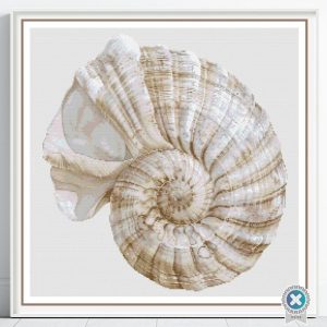Boho Seashell Counted Cross Stitch Pattern, Neutral Ocean Embroidery, Coastal Sealife, Floss Conversions
