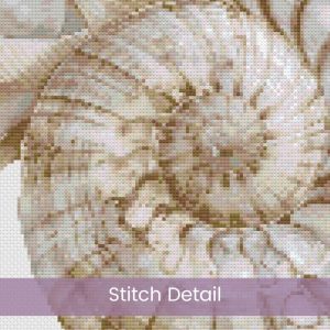 Boho Seashell Counted Cross Stitch Pattern, Neutral Ocean Embroidery, Coastal Sealife, Floss Conversions