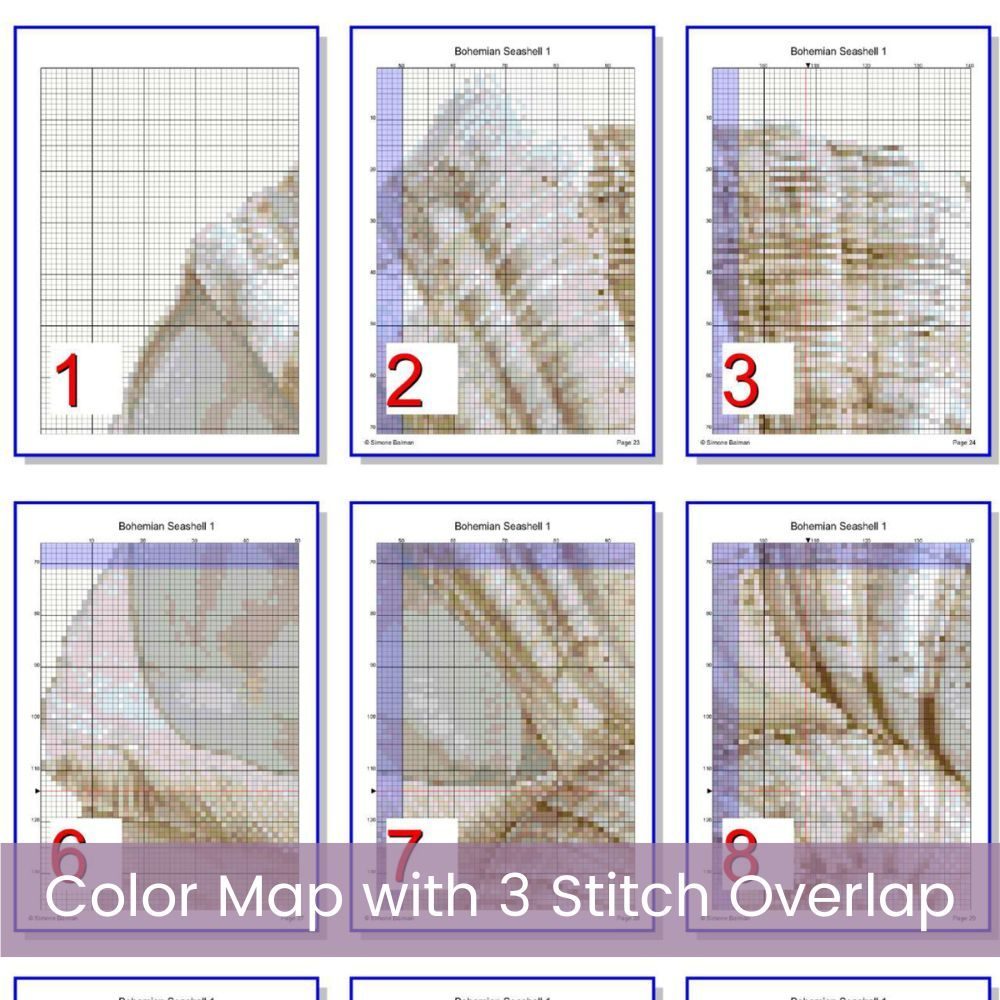 Boho Seashell Counted Cross Stitch Pattern, Neutral Ocean Embroidery, Coastal Sealife, Floss Conversions