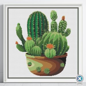 Cactus Cross Stitch Pattern, Modern Plant Decor, Succulents Embroidery, Digital PDF Download, Floss Conversions