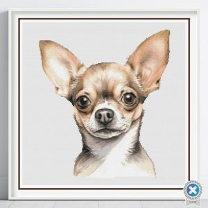 Chihuahua Cross Stitch Pattern, Dog Lover Pet Digital PDF Pattern, Canine Embroidery, Floss Conversions