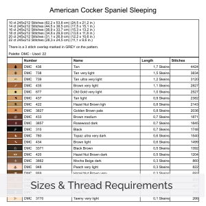 American Cocker Spaniel Cross Stitch Pattern, Dog Embroidery, Digital PDF Download, Floss Conversion