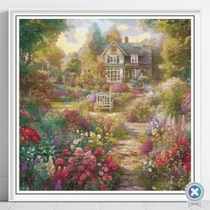 Country Flower Garden Cross Stitch Pattern, Floral Embroidery, Full Coverage, Summer Blooms, Floss Conversions