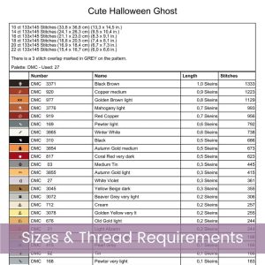 Baby Ghost Cross Stitch Pattern, Halloween Decor, Pumpkin Stitching Design, Spooky PDF, Floss Conversions