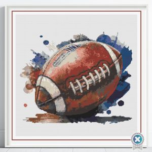 Watercolor Football Cross Stitch Pattern, American Foot Ball Instant Download, Pattern keeper, Floss Conversions